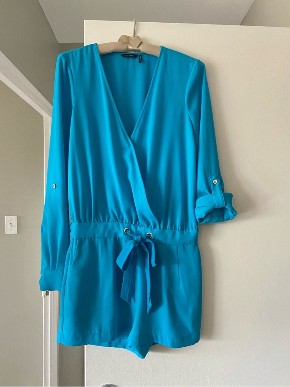 Marciano Teal Romper with Tie Waist